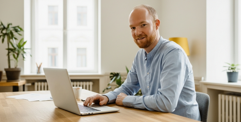 Developer controleert technische SEO-audit op laptop