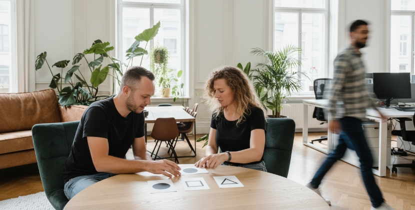 man en vrouw reviewen UI UX design keuzes voor SaaS onboarding flow