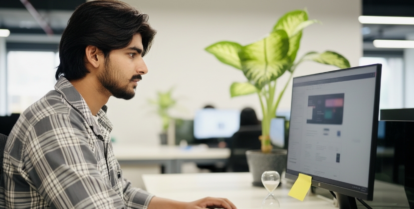 Developer analyseert UX design webshop op scherm voor webshop conversie optimalisatie