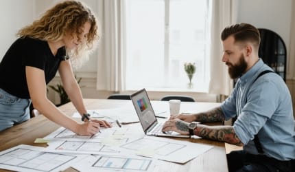 Designer duo delivering branded UX UI through white label services for agencies to scale faster