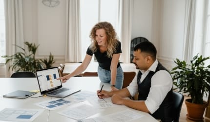 Designers crafting custom templates and post types for white label WordPress development