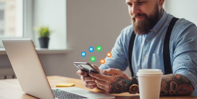 Hands using DMs as SMM for lead generation from social media engagement