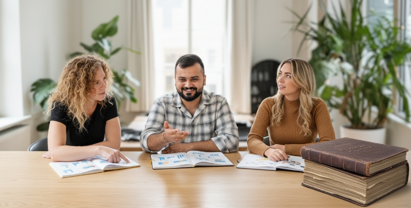 Team bespreekt social media marketing strategie voor omzetgroei en leadgeneratie
