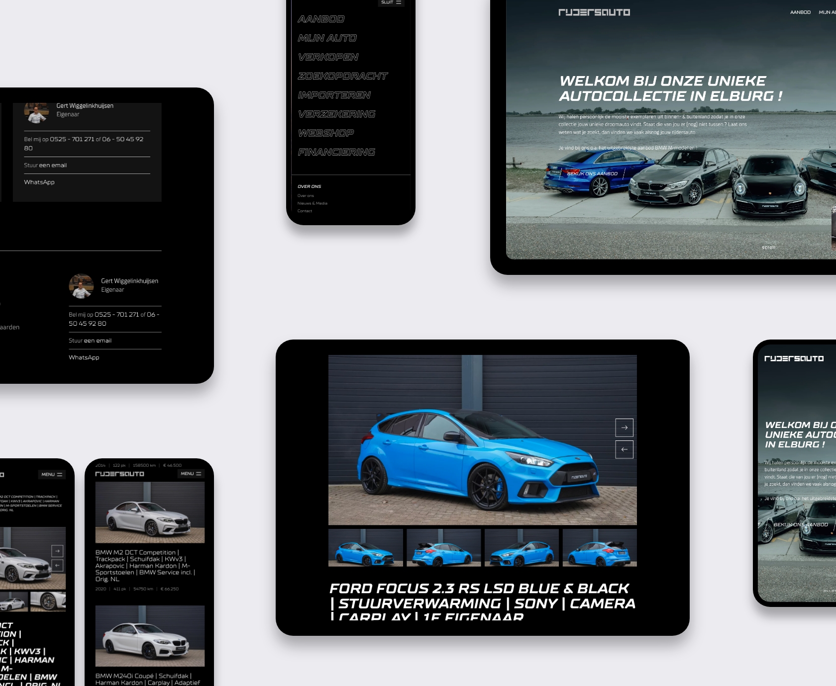 Rijdersauto.nl website op meerdere apparaten, desktop tablet en mobiel
