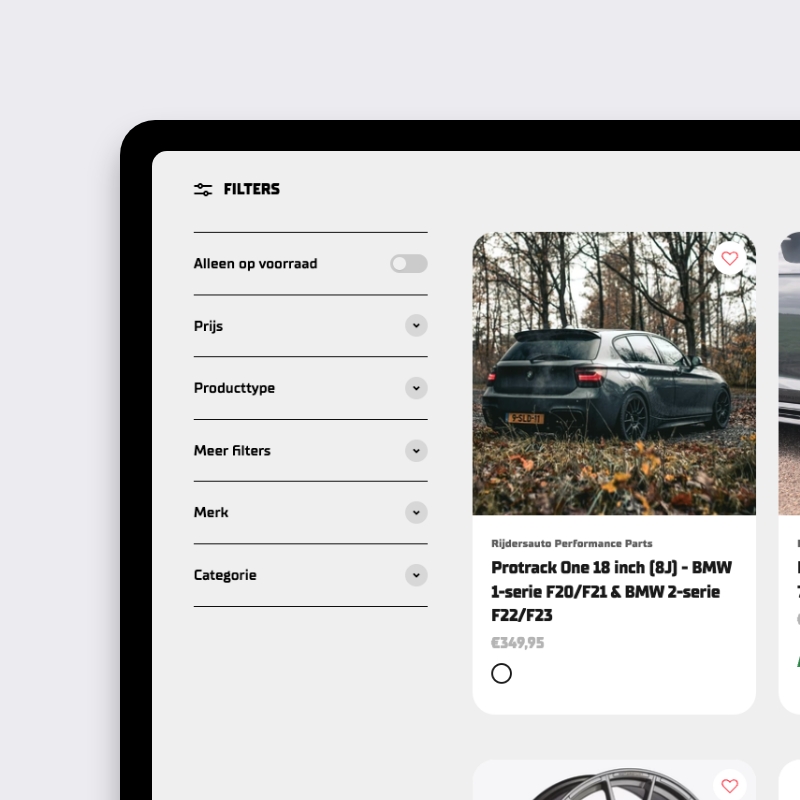 Shopify collectiepagina met filters op voorraad prijs merk en categorie