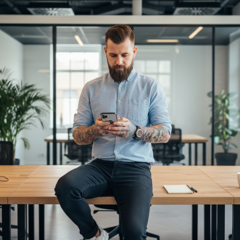 Studio Ubique medewerker controleert Shopify webshop laten bouwen op mobiel