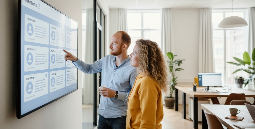 Marketing team checking brand mentions for entity authority on screens
