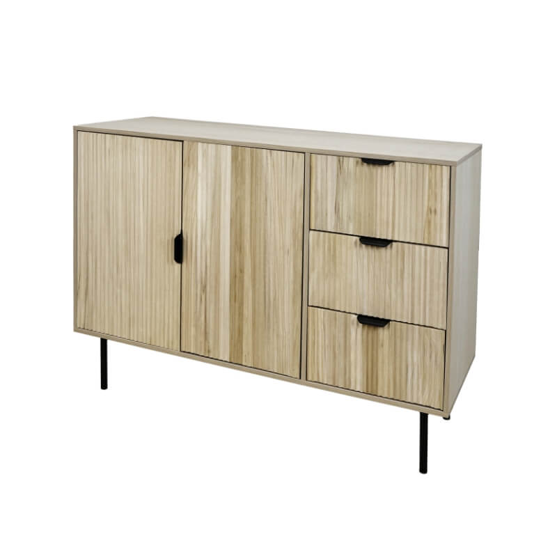 Houten dressoir packshot op witte achtergrond, AI product image prompts voor schaalbare productcontent