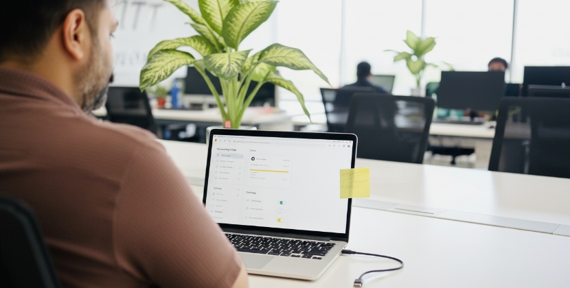 iOS UI patterns voor user engagement op laptop in kantoor