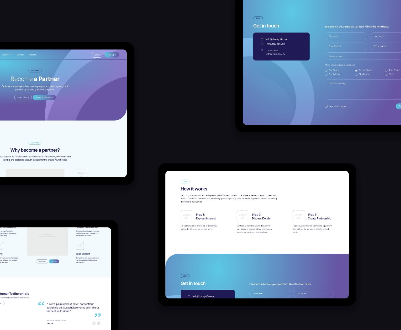 Partnerpagina van DBMagnifier voor PostgreSQL monitoring software met contactformulier