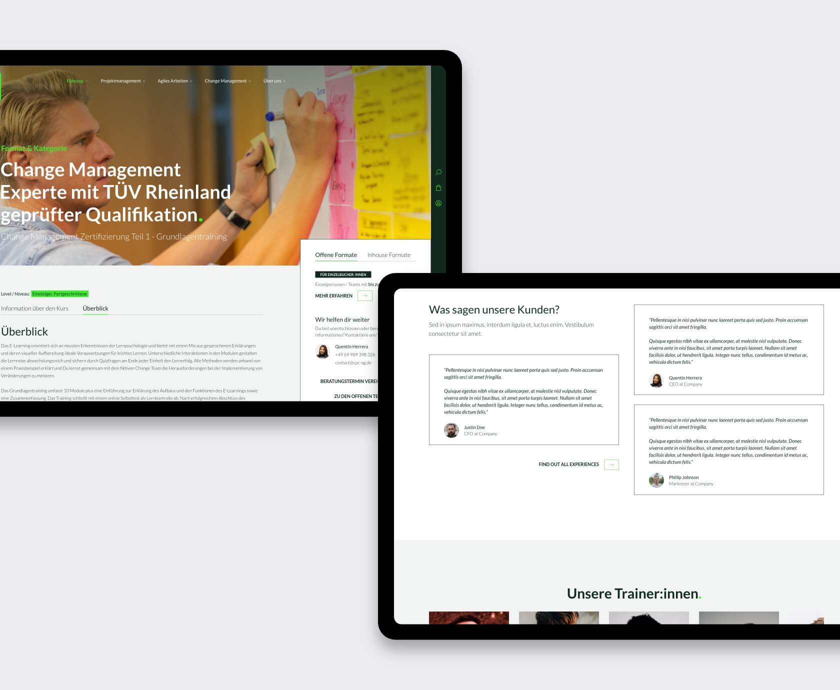 Cursusdetailpagina en klantreacties op online cursusplatform van CPC Academy