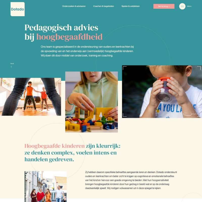 Homepage van Dotado voor hoogbegaafdheid coaching en onderzoek