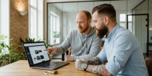 Conversion-driven WordPress platforms built to scale, team reviewing flexible layouts and structure in a WordPress workflow