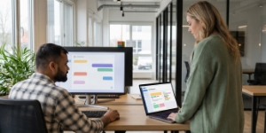 Digital marketing agency Netherlands zet campagnes op, laptopworkshop rond digital marketing services zonder afleiding
