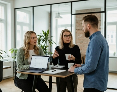 Collega's vergelijken headless CMS platformen tijdens overleg in licht Zwolle kantoor