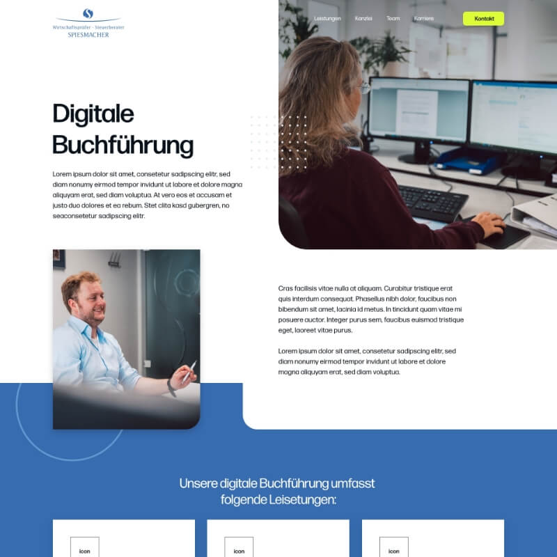 Dienstpagina digitale boekhouding binnen de website voor belastingadviseur