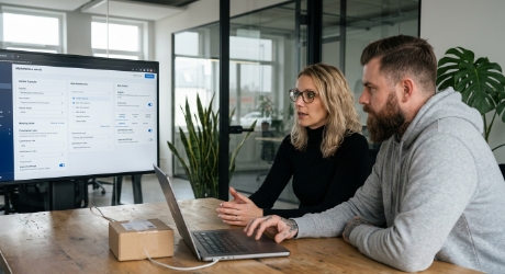 Diagram van een maatwerk multi-vendor marktplaats architectuur met verkopersdashboards, betalingsrouting en orderbeheerlagen