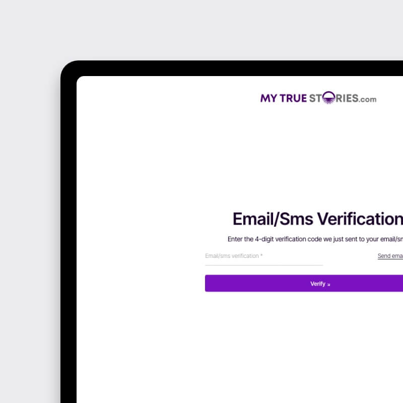 weergave van 'Ik heb een schrijver nodig'-formulier op het My True Stories verhalen platform