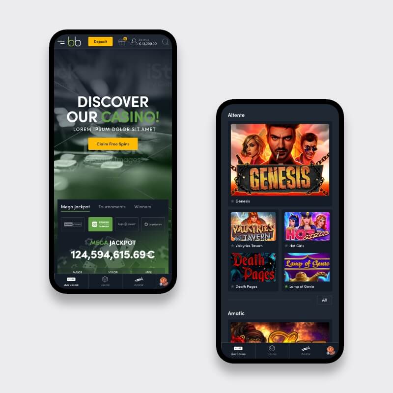 Mobiele casinopagina met jackpot en spellenbibliotheek van sportsbook platform op maat