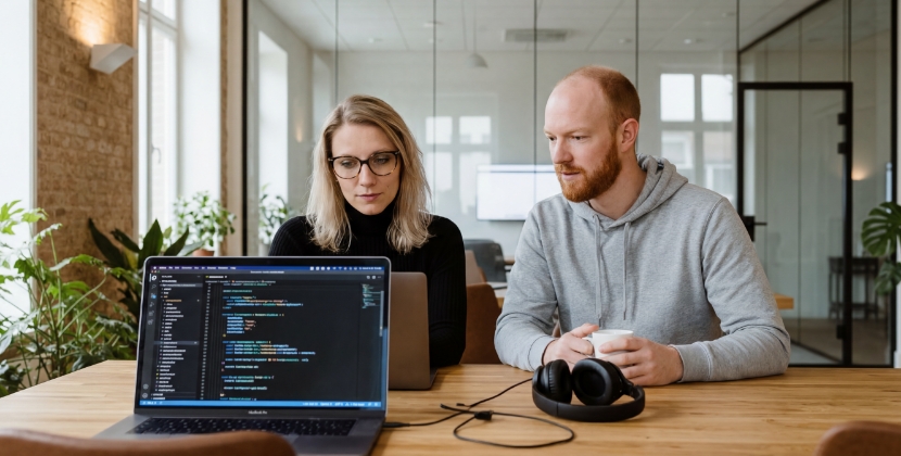 Ontwikkelaar die screenreader software test op meerdere apparaten