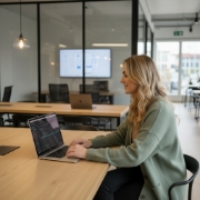 Developer gebruikt trackpad bij MacBook Pro met code-interface, flexibele IT-capaciteit white label developers inhuren
