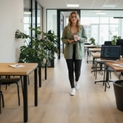 Developer klikt door WooCommerce winkelbeheerpaneel op iMac, white label WooCommerce development oplossing Zwolle