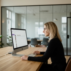 Vogelperspectief van developer die typt op MacBook Pro met WordPress thema-editor, white label WordPress development Zwolle