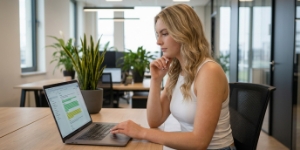Specialist herstructureert content voor AI-citaties, gekleurde markeringen op scherm