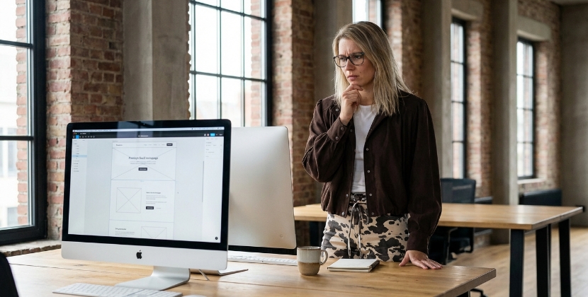 SaaS homepage design layout with annotated conversion zones and CTA placement