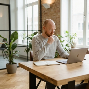 Studio Ubique developer reviewing a Recruitee integration plan at his desk