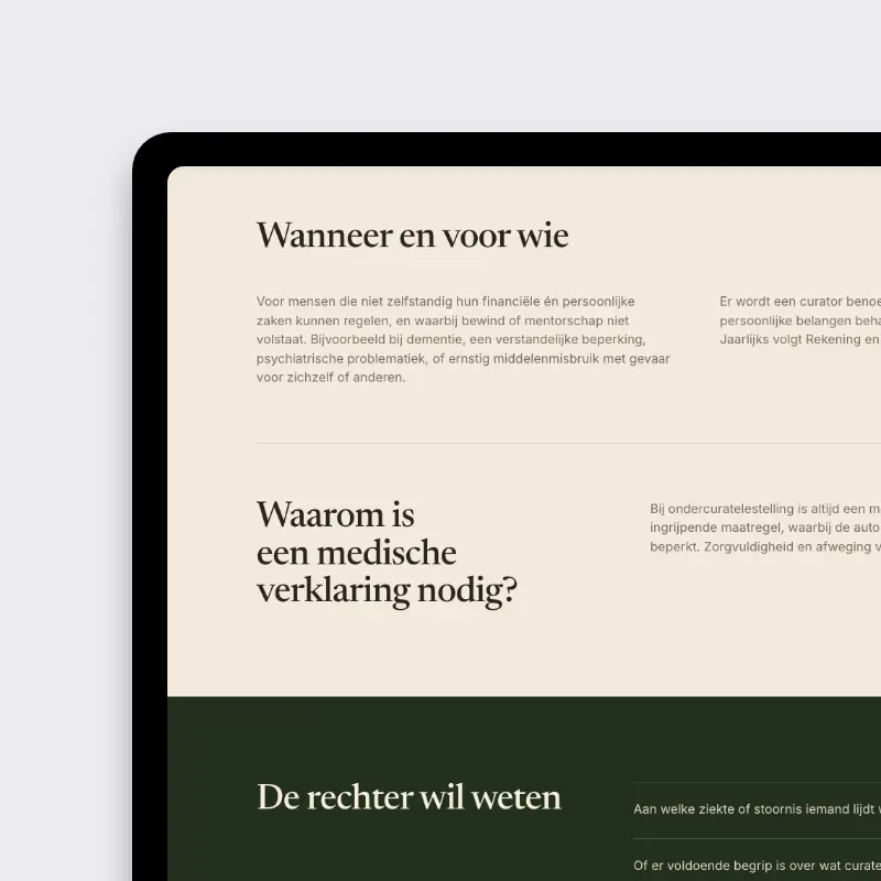 Tabletontwerp van een contentpagina van Voogd Medical over wanneer een medische verklaring nodig is