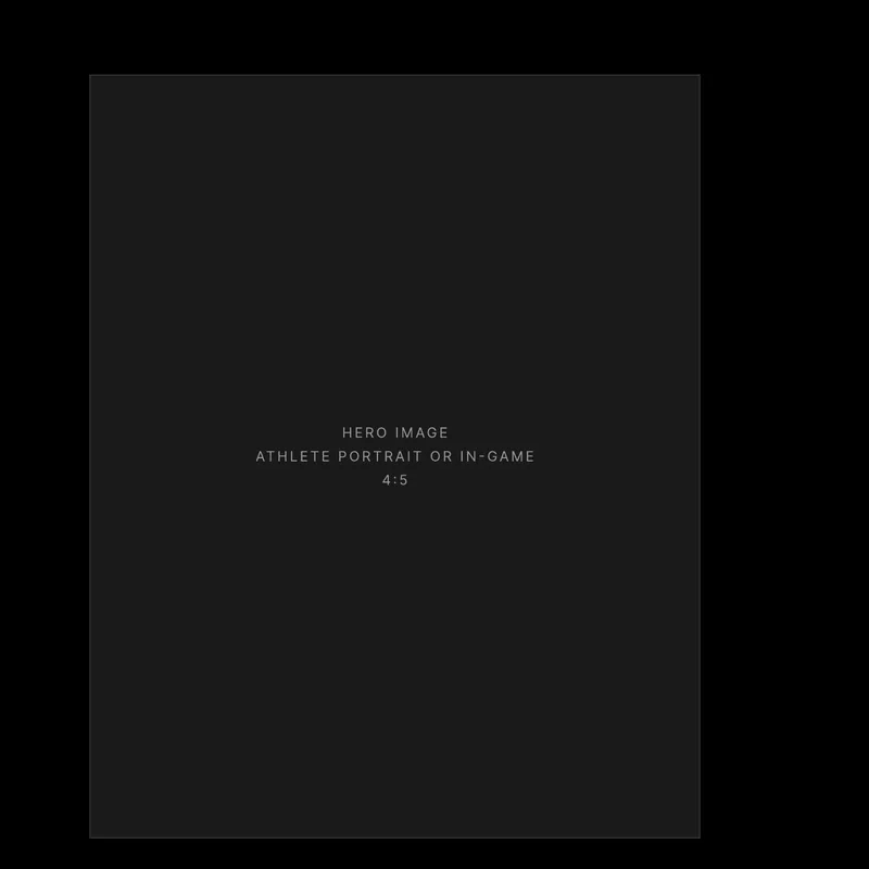 First design of the Launch Sports Management homepage, with a grey placeholder where the hero photo would go