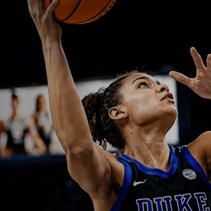 The same spot on the live Launch Sports Management homepage, filled with an in-game photo of a college basketball player